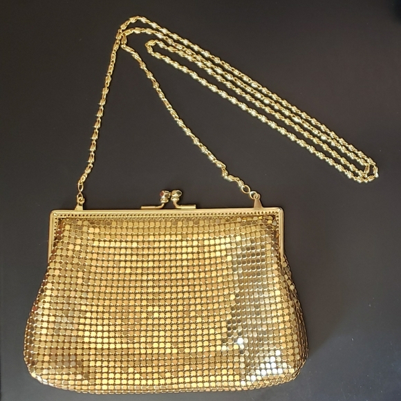 Vintage 1990s MEXX Gold Metal Mesh Evening Bag Retro style NEW - Picture 1 of 8